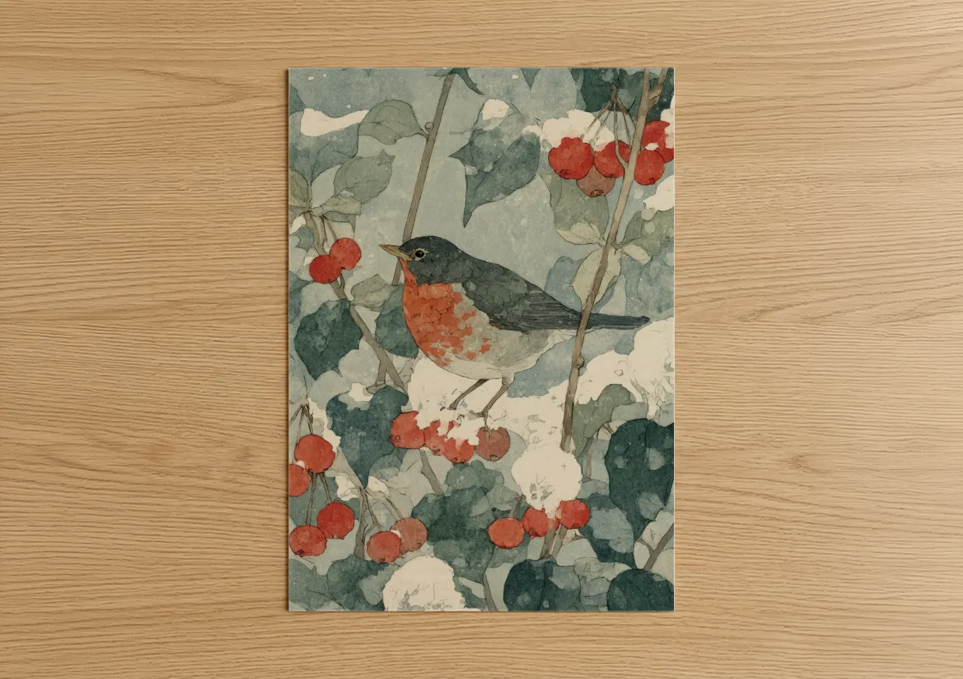 Robin Berry Winter Watercolor Wall Art