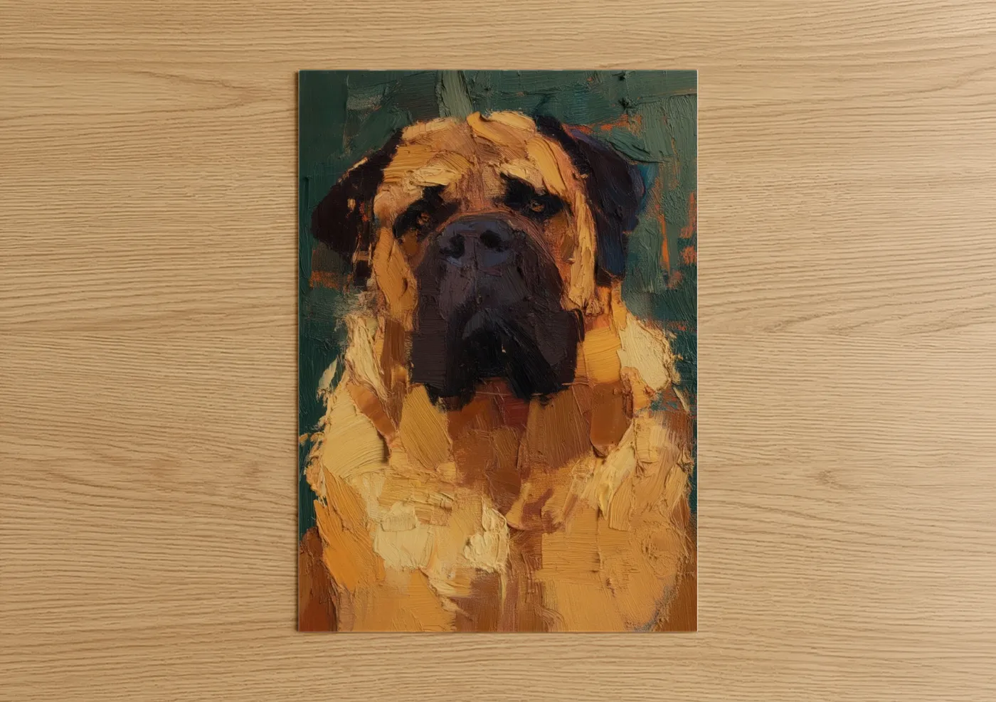 Golden Mastiff Portrait Oil Painting Wall Art