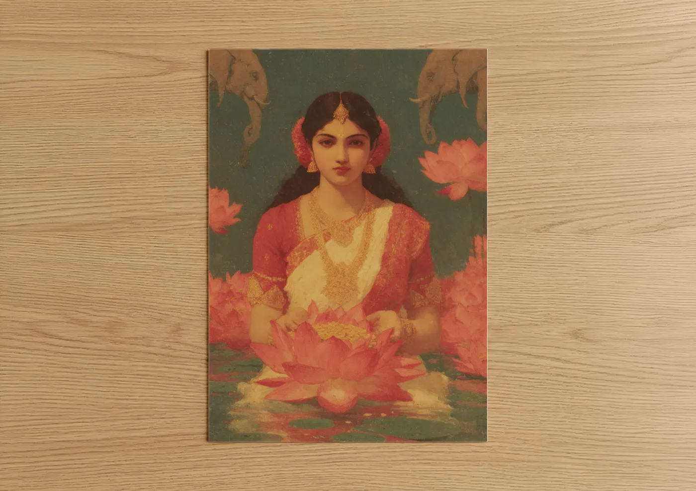 Hindu Goddess Lotus Flower Spiritual Wall Art
