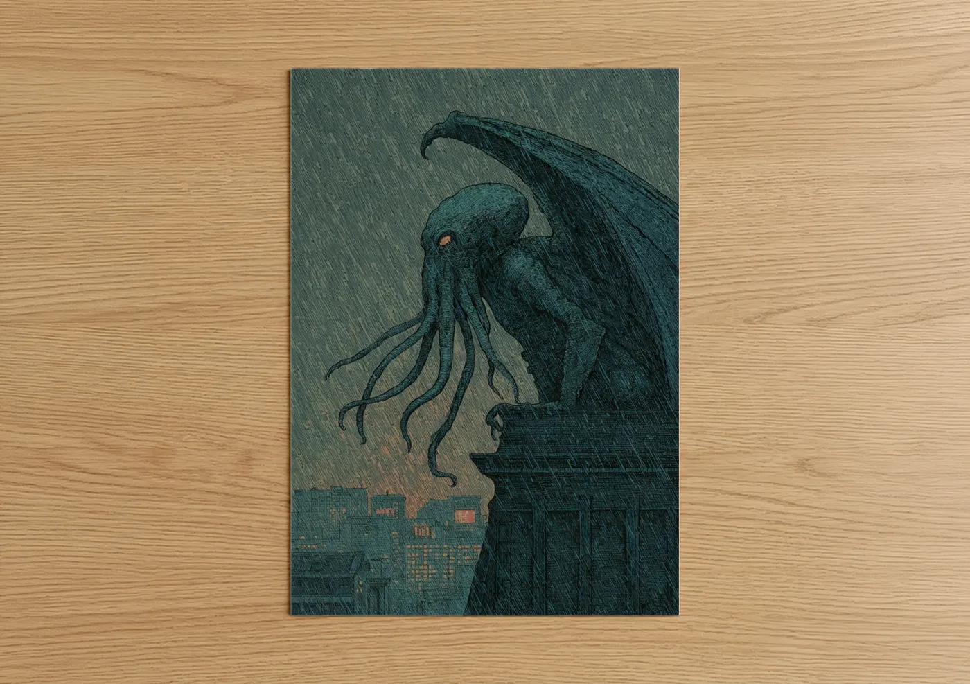 Cthulhu Dark Rain Gothic Wall Art