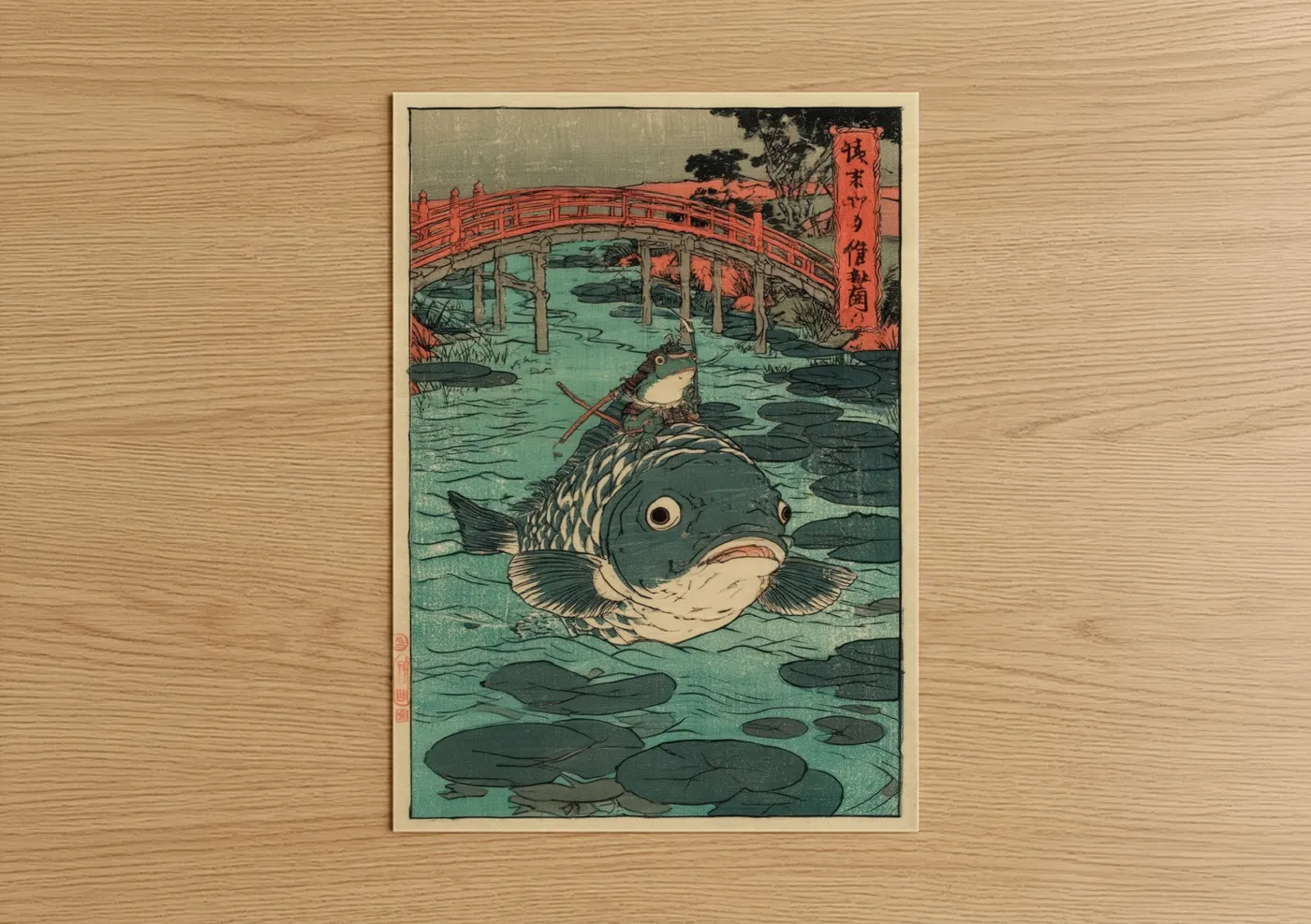 Ethereal Dragon Fish Japanese Woodblock Wall Art