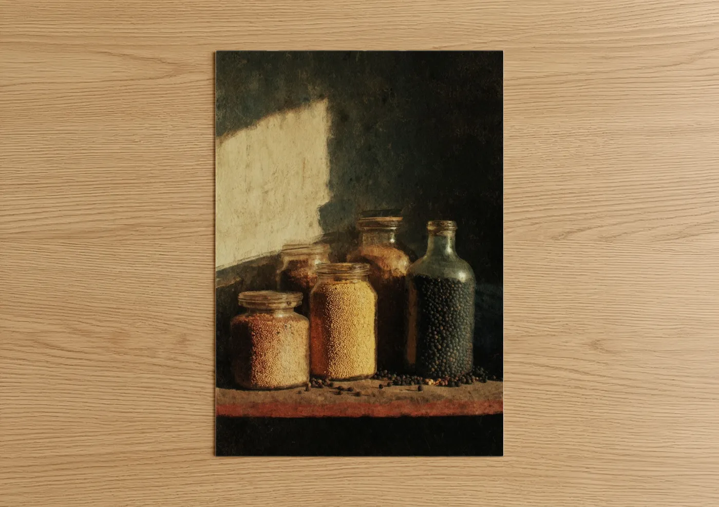 Vintage Spice Jars Still Life Wall Art