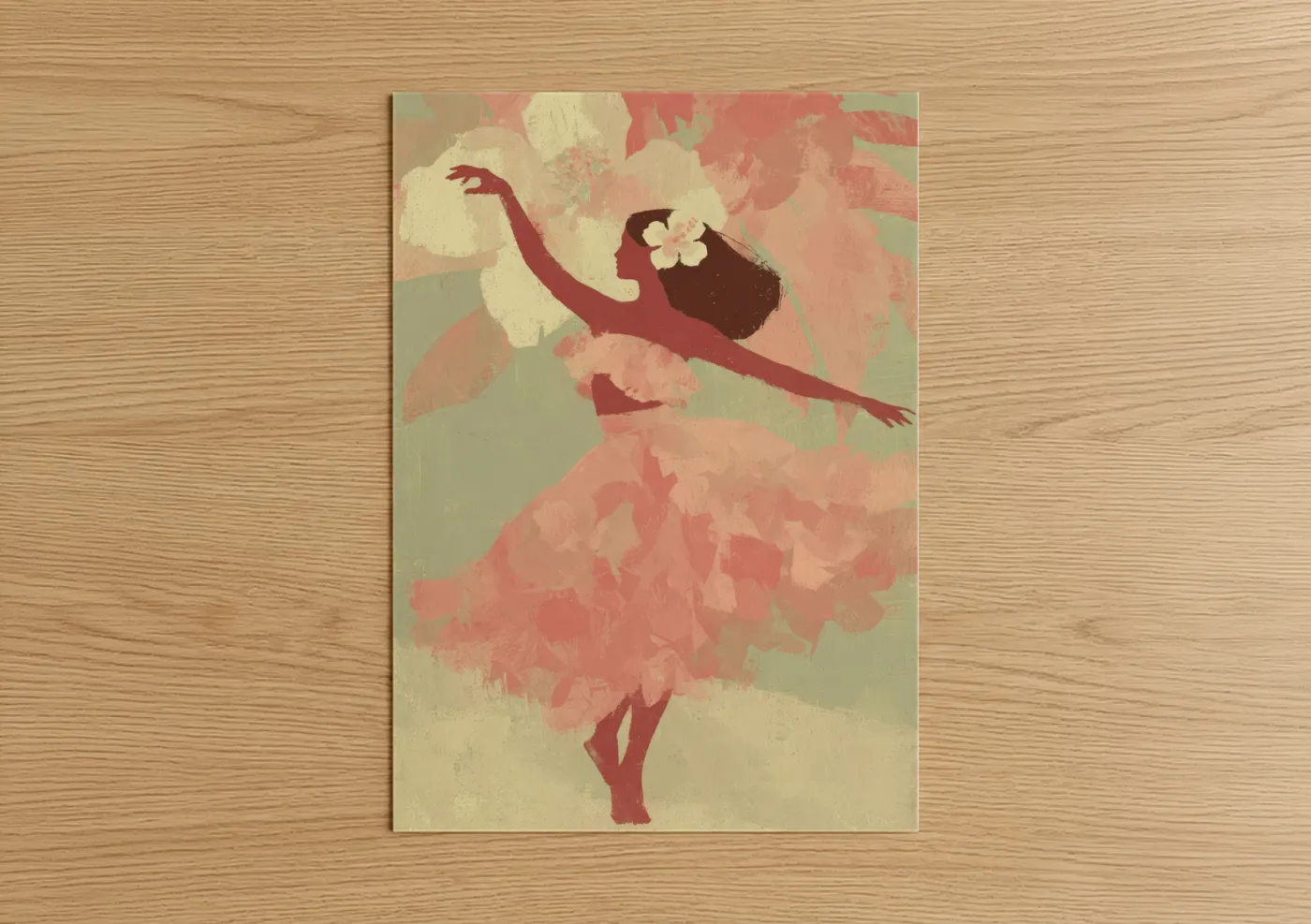 Graceful Hula Dancer Floral Wall Art