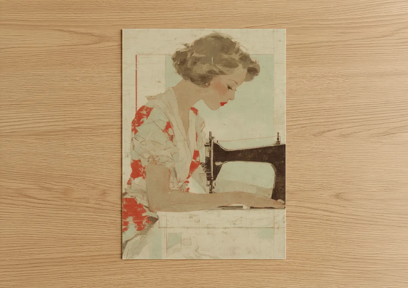 Vintage Seamstress Sewing Machine Wall Art