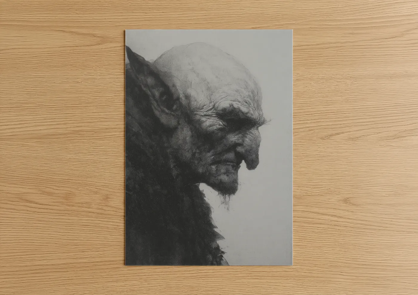Shadowed Orc Profile Dark Fantasy Art Wall Art