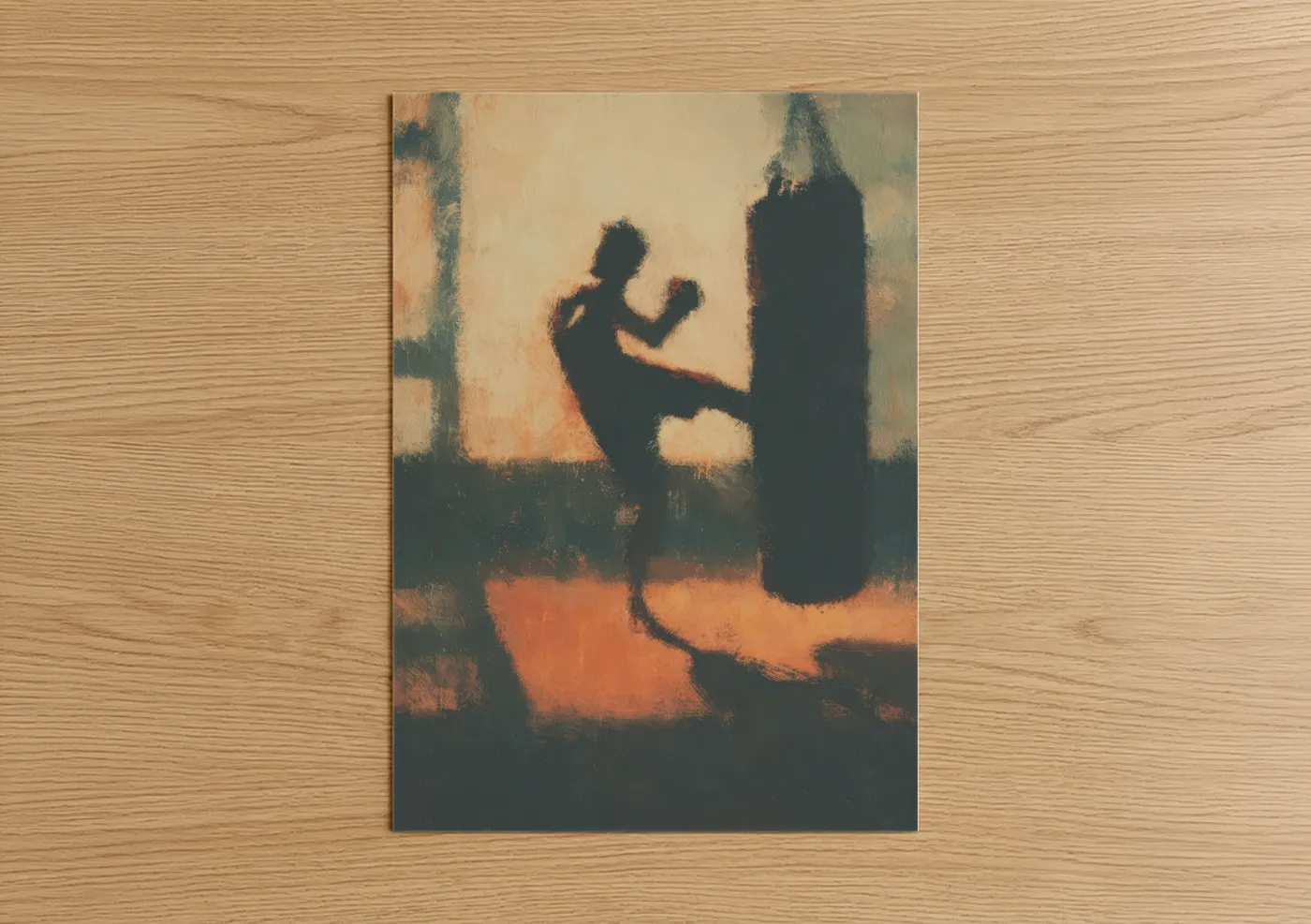 Shadowed Striker Kick Boxing Wall Art