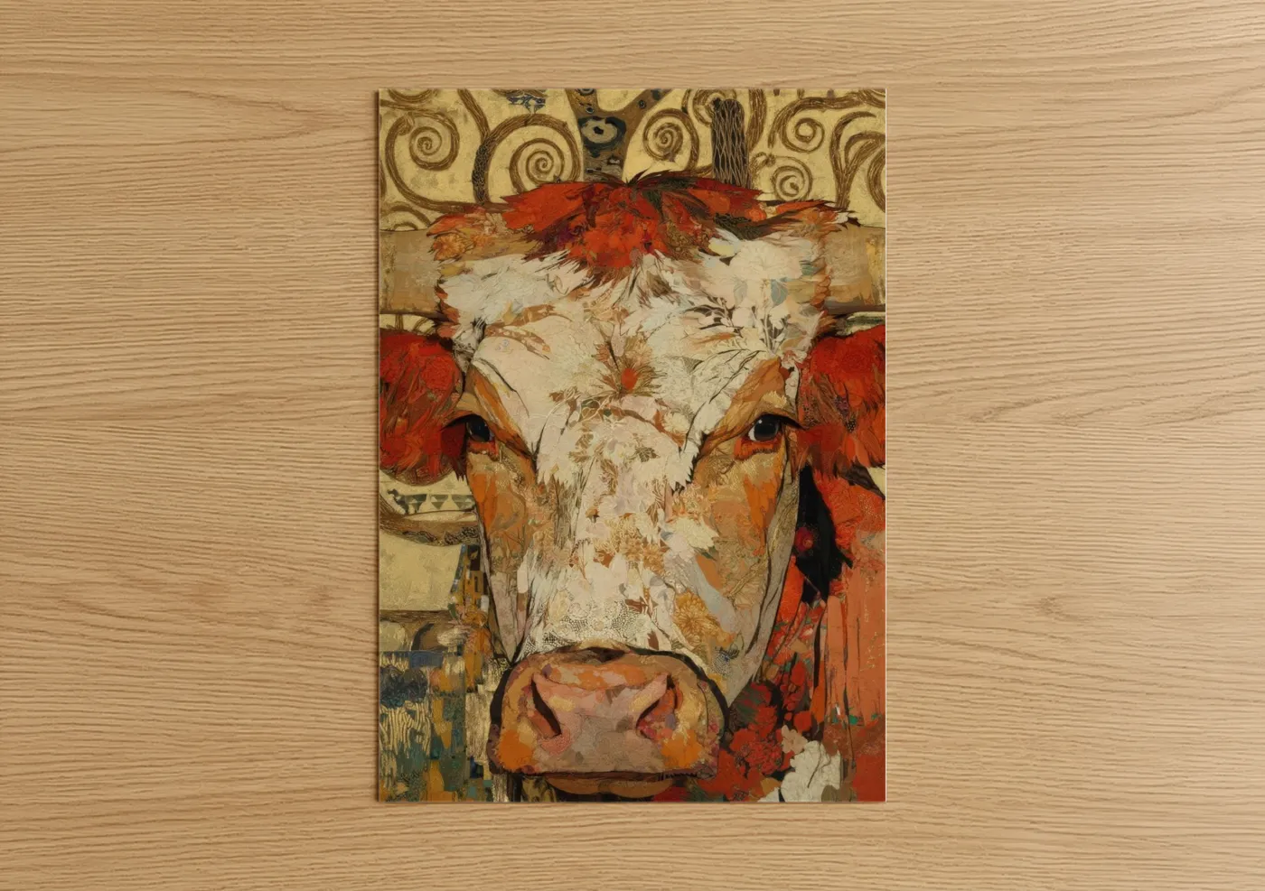 Rustic Longhorn Cow Abstract Wall Art