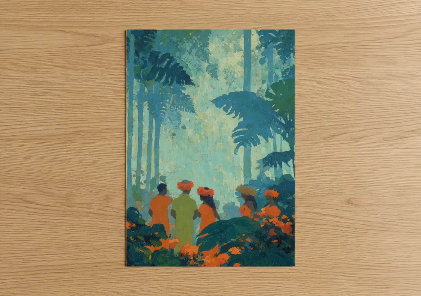 Tropical Hula Dancers Forest Illustration Wall Art