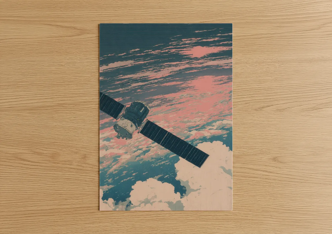 Satellite Orbital Sunset Space Wall Art