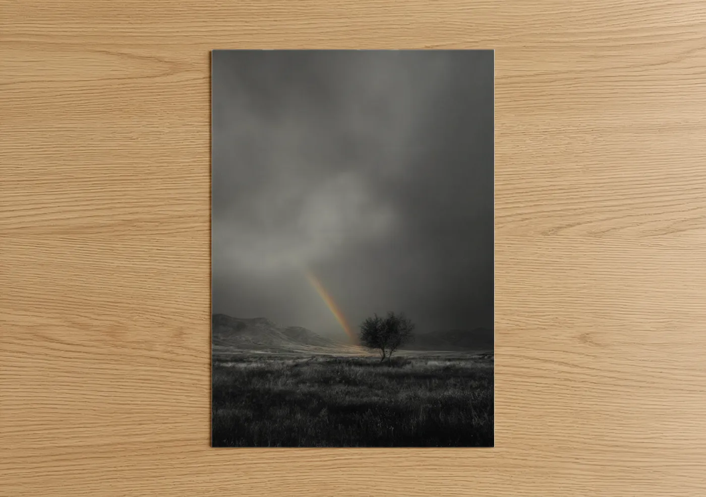 Golden Rainbow Storm Landscape Wall Art
