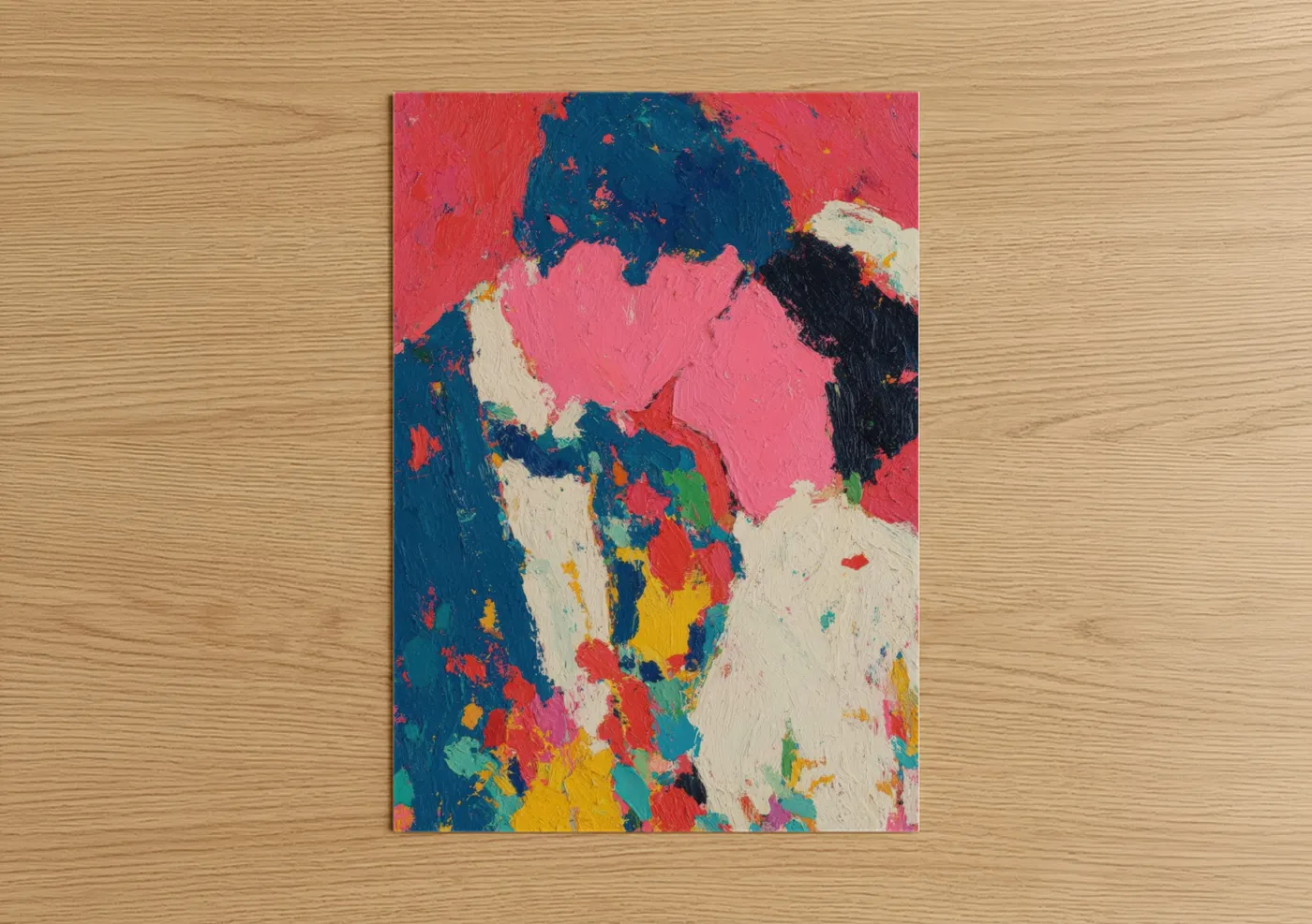 Colorful Love Embrace Abstract Wedding Wall Art