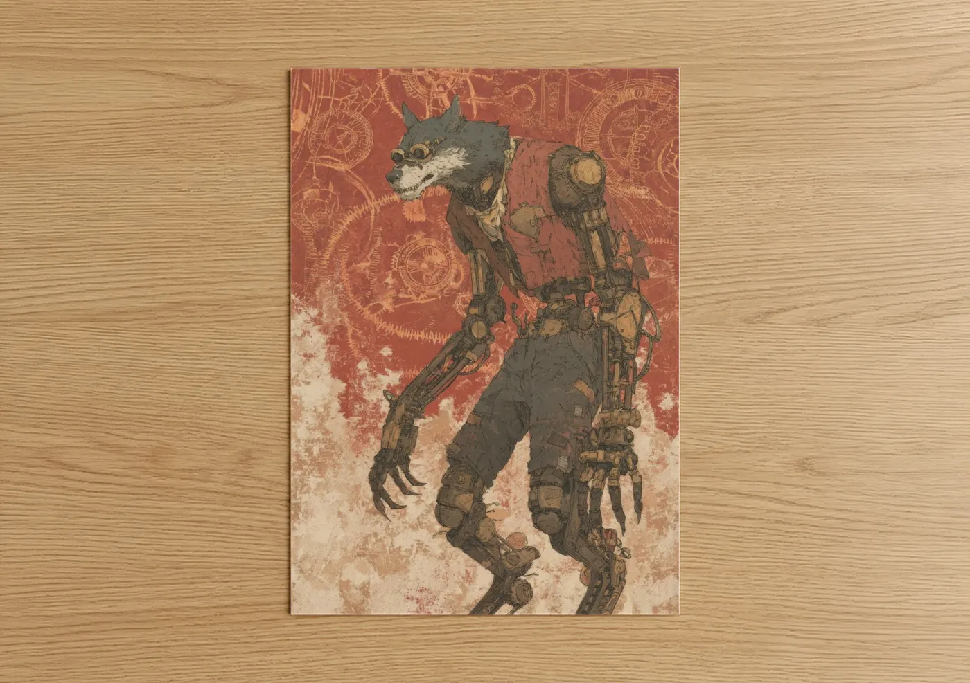 Steampunk Werewolf Mechanical Wall Art