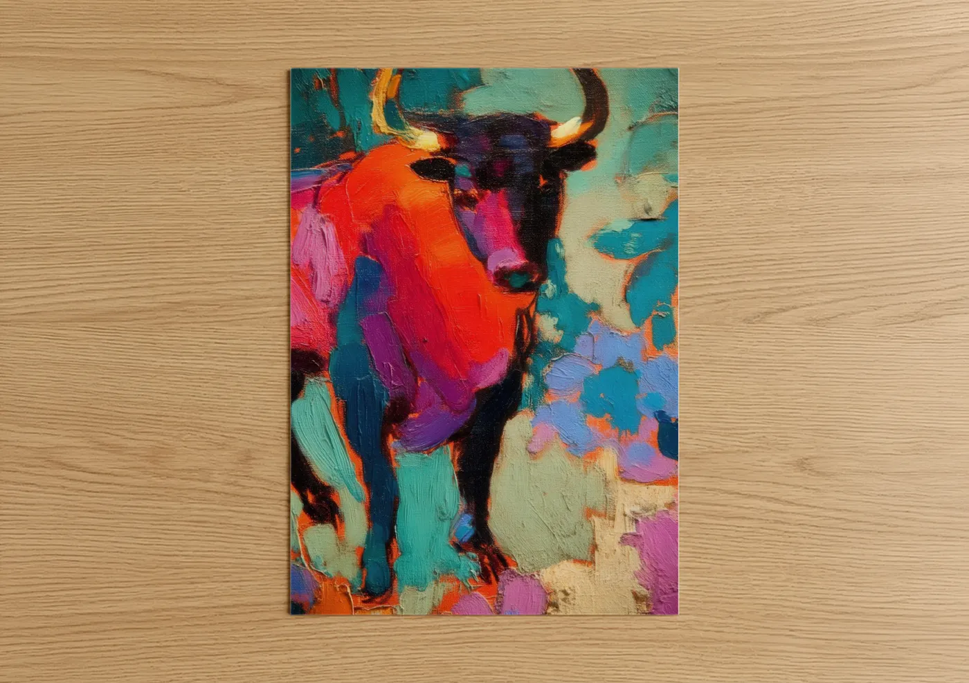 Vibrant Bull Portrait Modern Wall Art