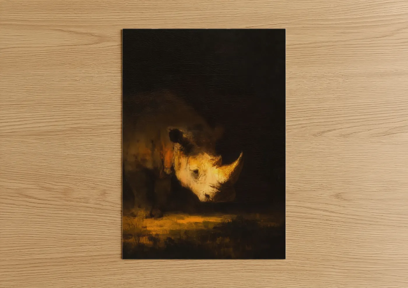 Golden Rhino Safari Wildlife Wall Art