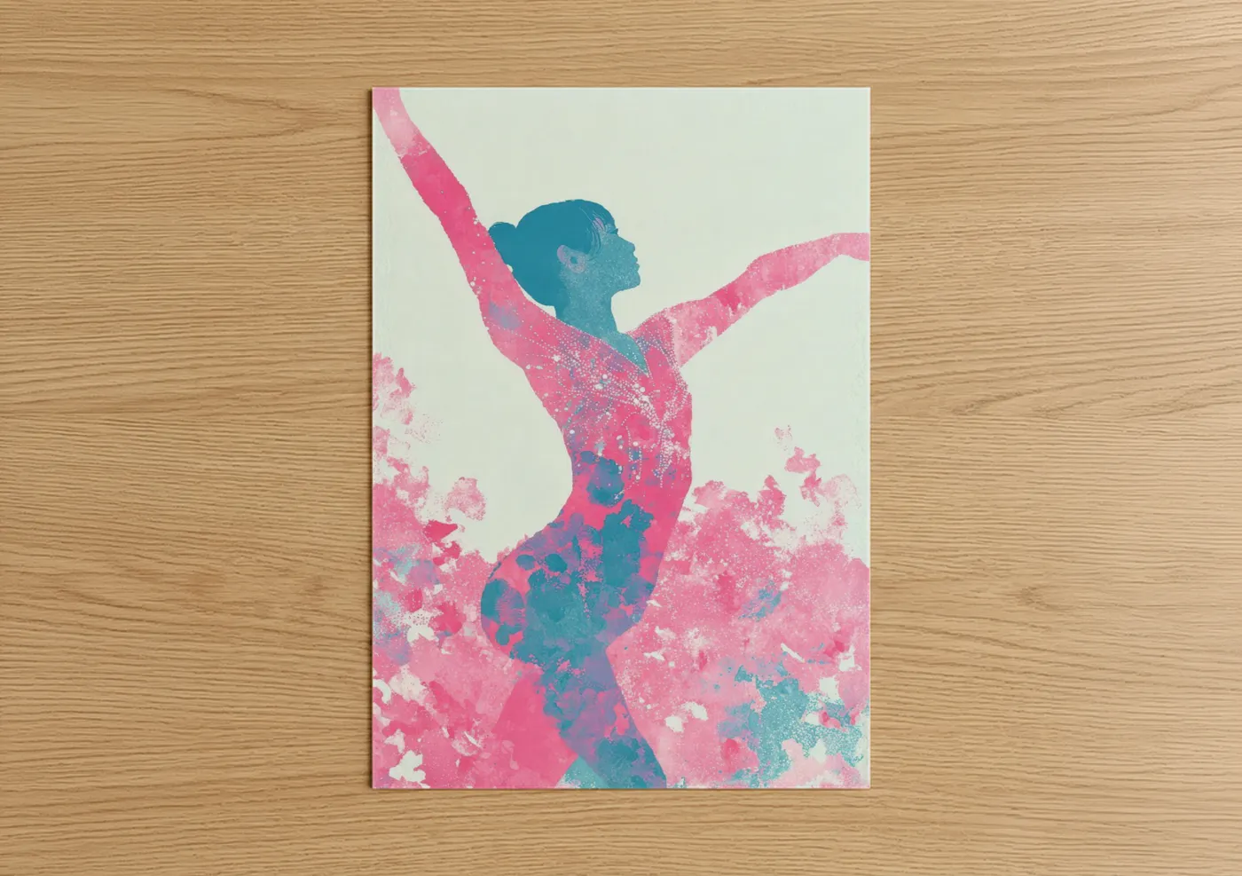 Victorious Gymnast Abstract Watercolor Wall Art