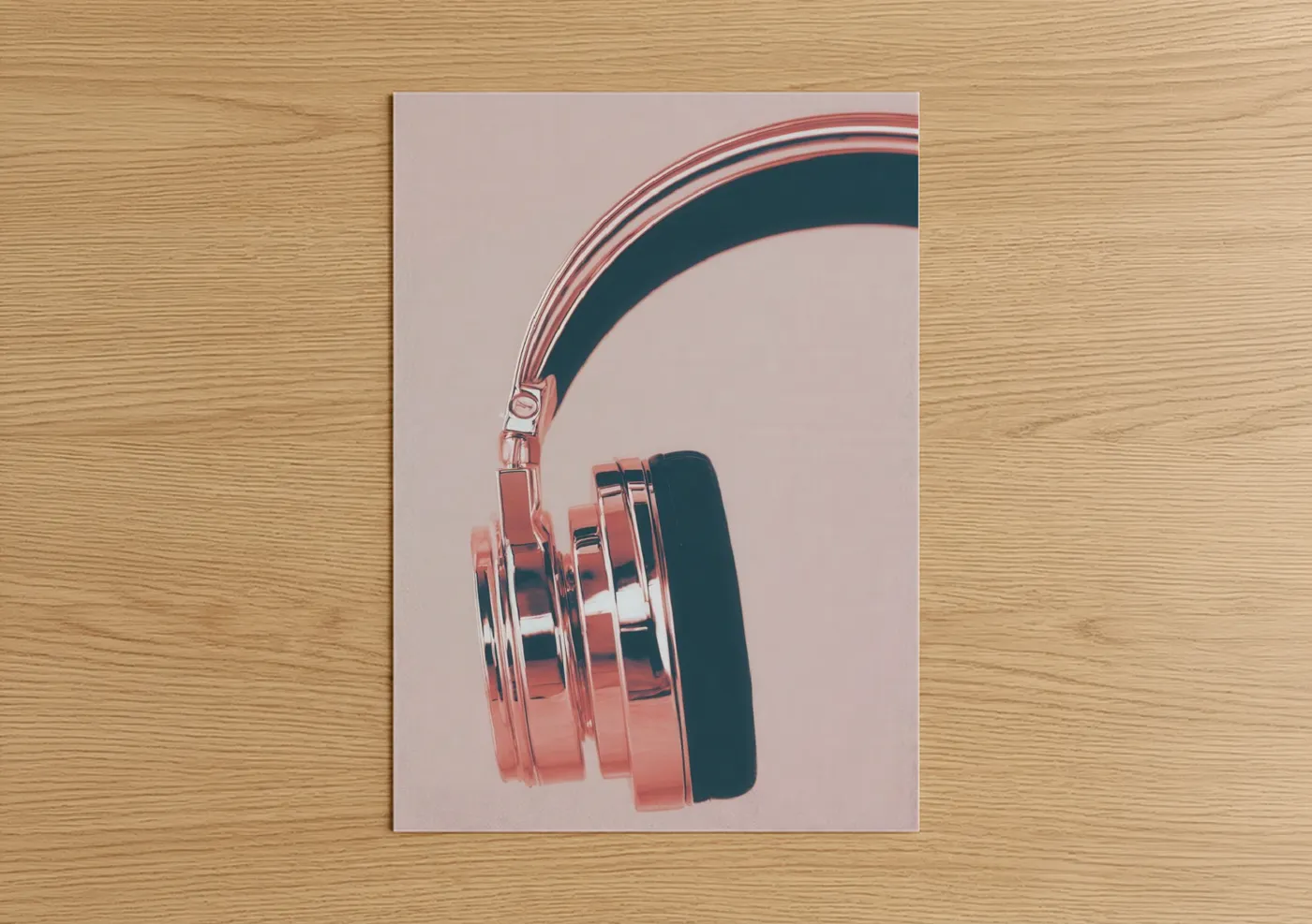 Coral Tech Headphones Modern Design Wall Art
