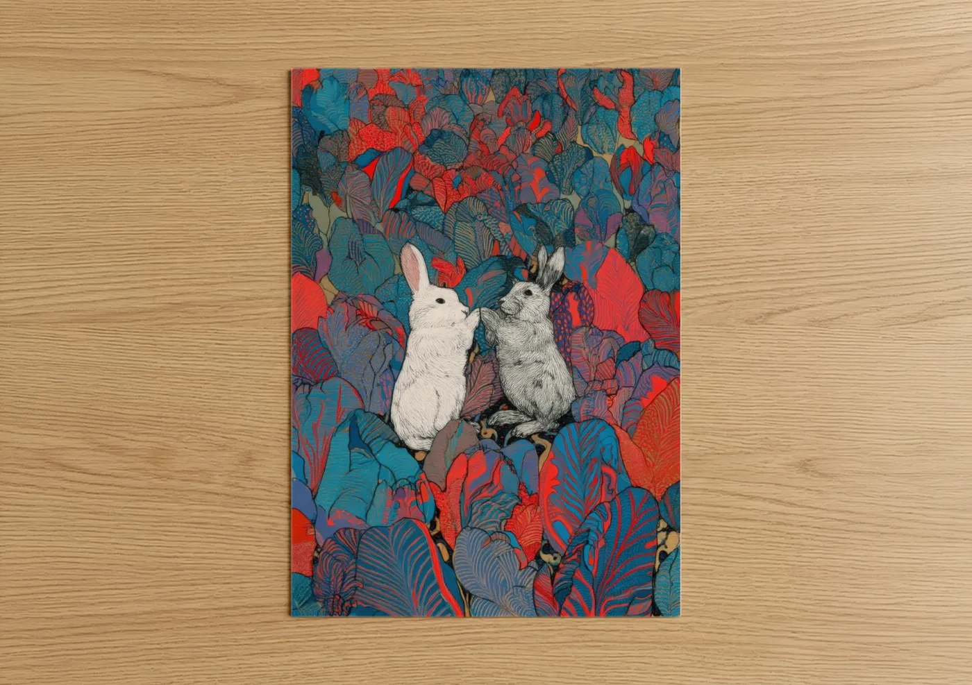 White Rabbits Botanical Garden Illustration Wall Art