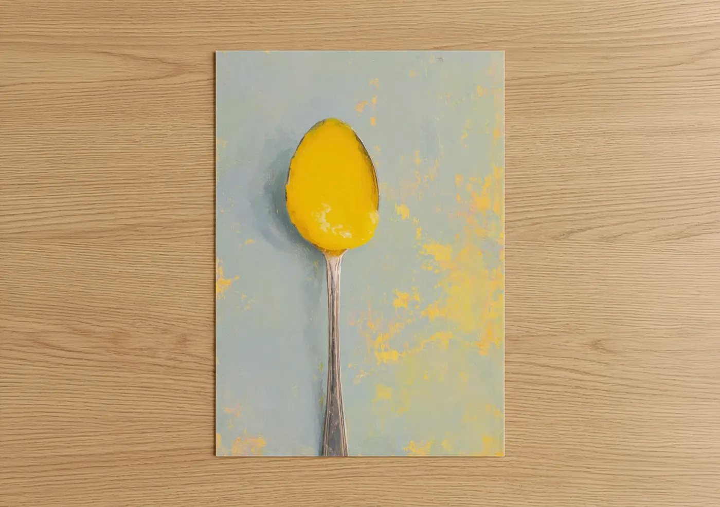 Golden Spoon with Yellow Condiment Wall Art