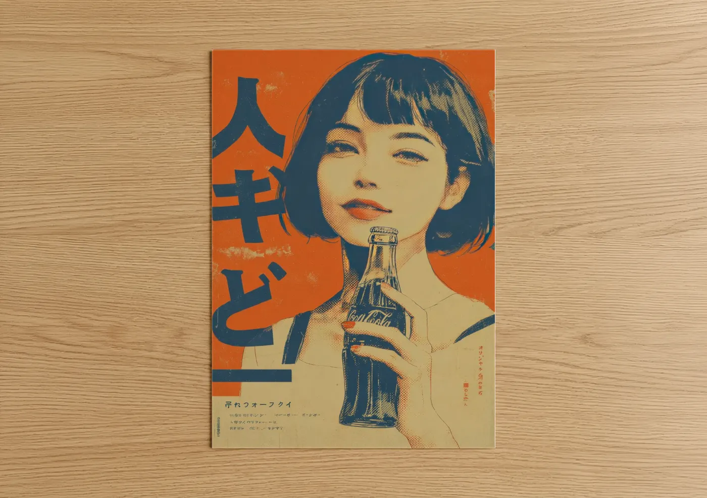 Vintage Japanese Cola Advertisement Poster Wall Art