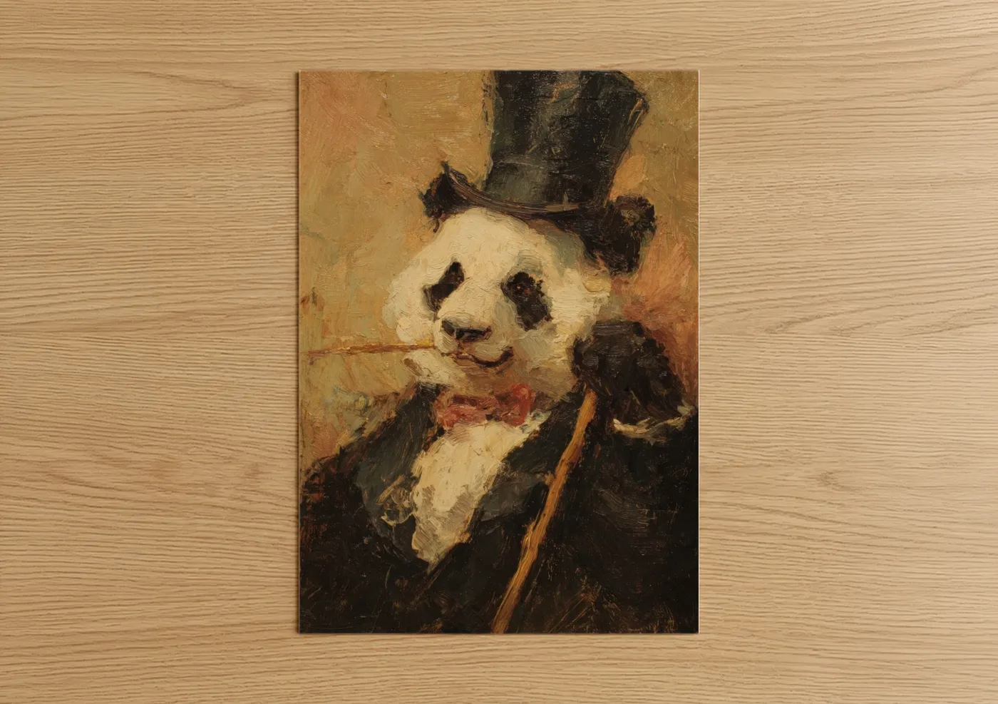 Dapper Panda Top Hat Portrait Wall Art