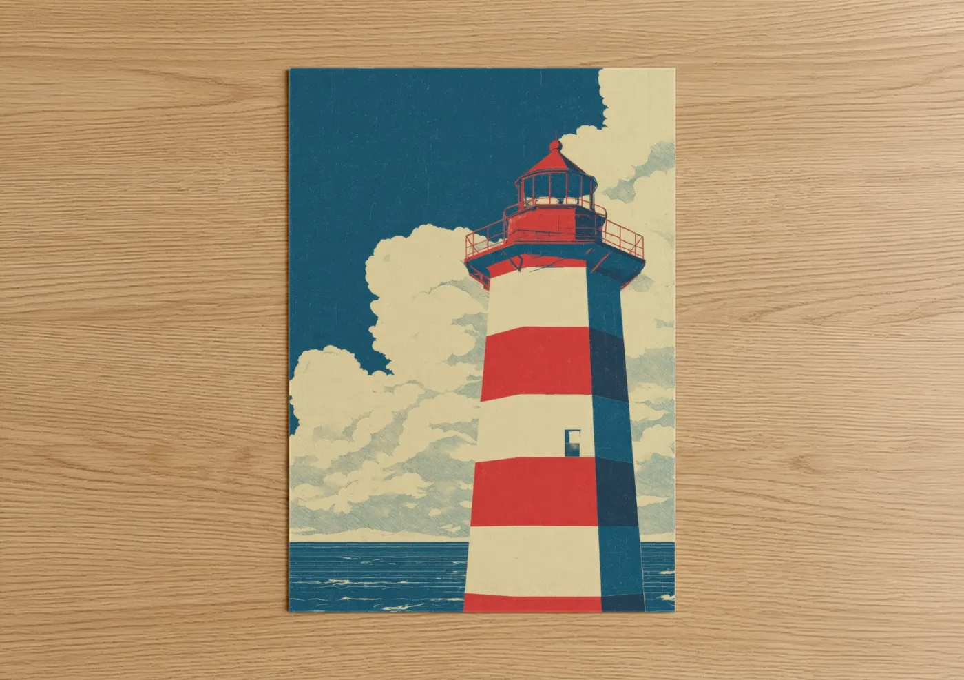 Red and White Striped Lighthouse Wall Art