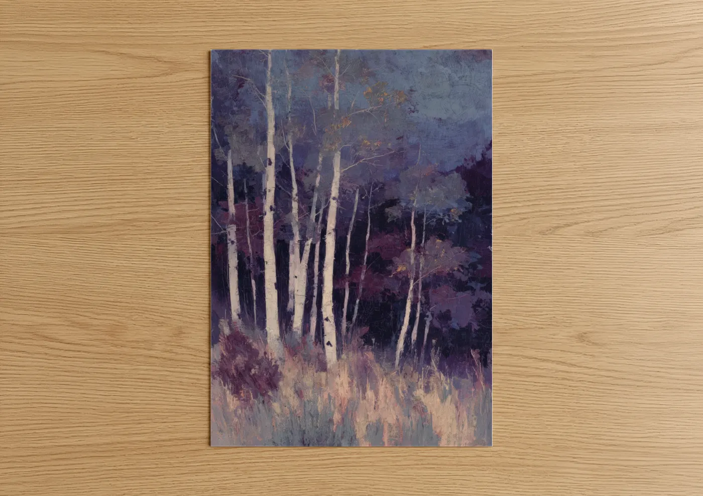 Twilight Aspen Forest Impressionist Painting Wall Art