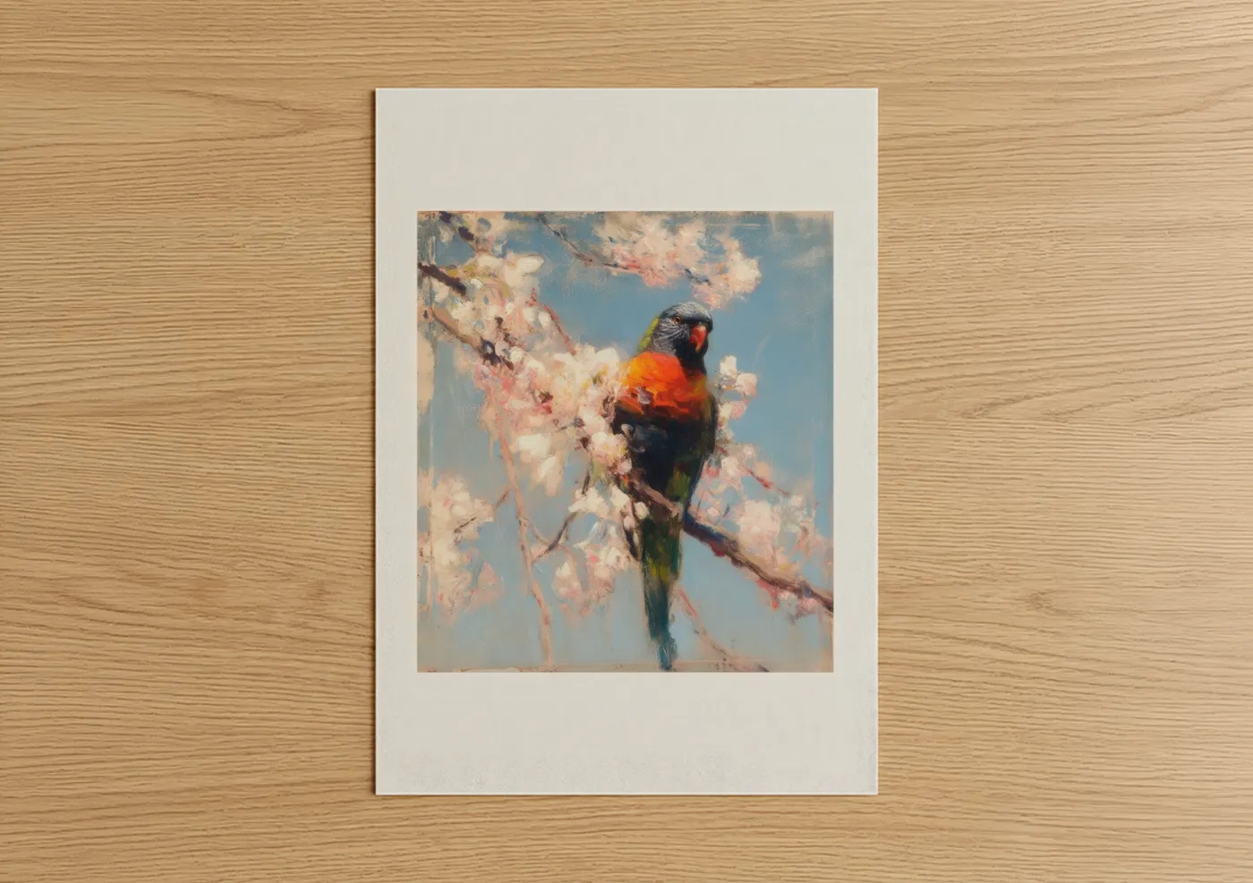 Rainbow Lorikeet Blossom Branch Wall Art
