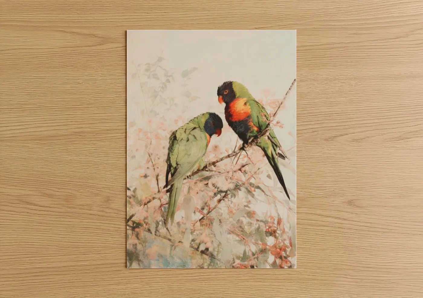 Rainbow Lorikeet Pair Watercolor Wall Art