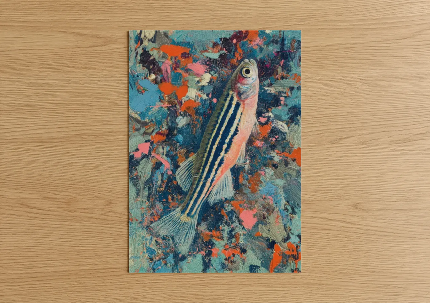 Colorful Zebrafish Abstract Expressionist Wall Art