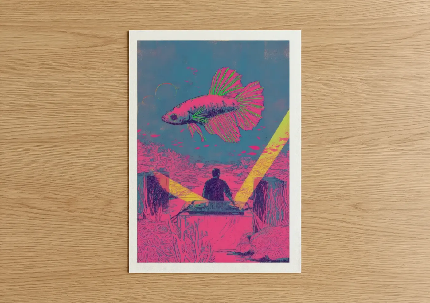 Neon Betta Fish Surreal Aquarium Wall Art