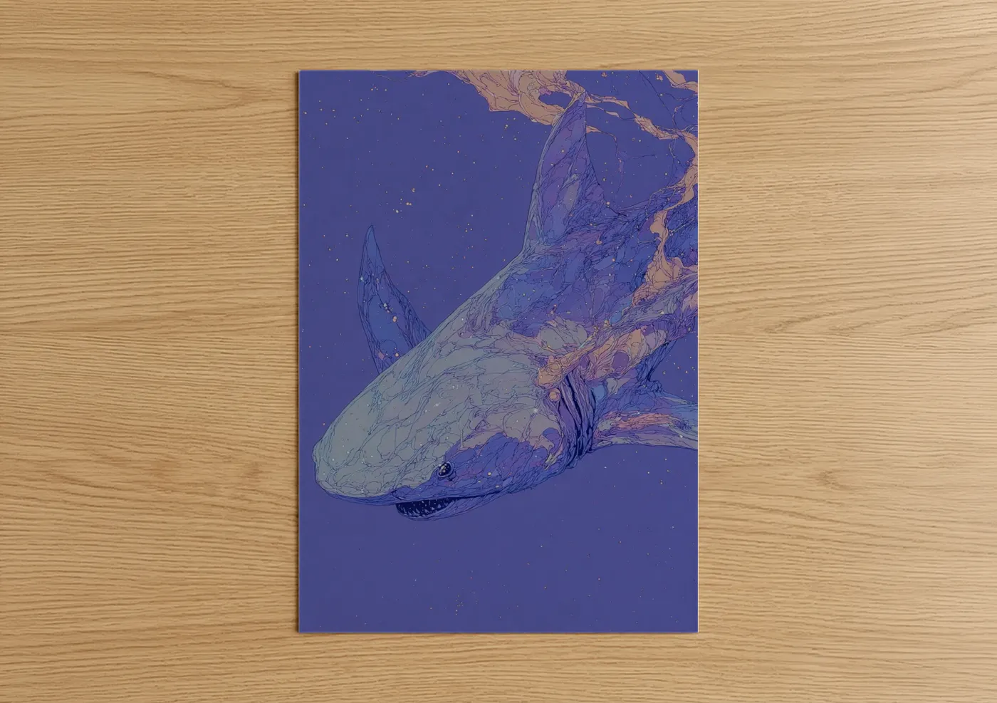 Nocturnal Basking Shark Night Ocean Art Wall Art