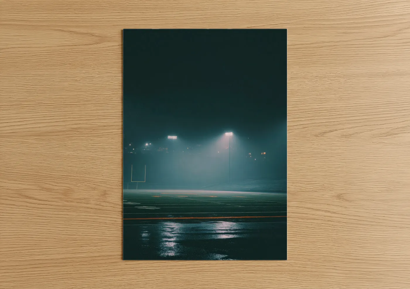 Foggy Stadium Night Lights Photography Wall Art