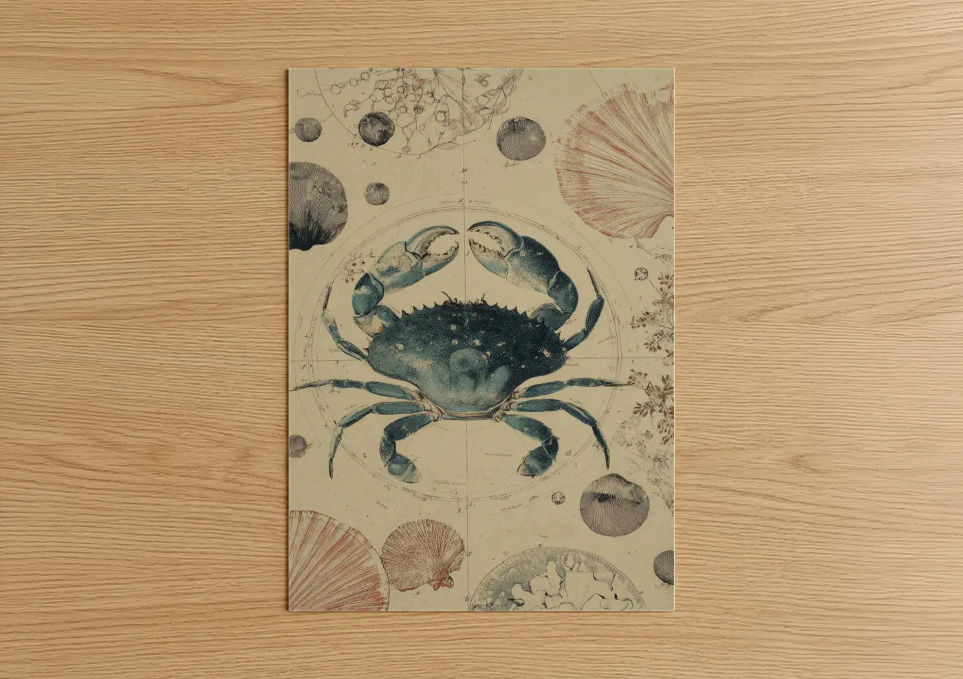 Celestial Crab Zodiac Cancer Illustration Wall Art