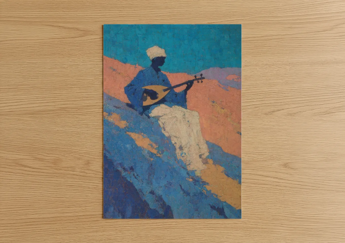 Desert Musician Oud Player Illustration Wall Art