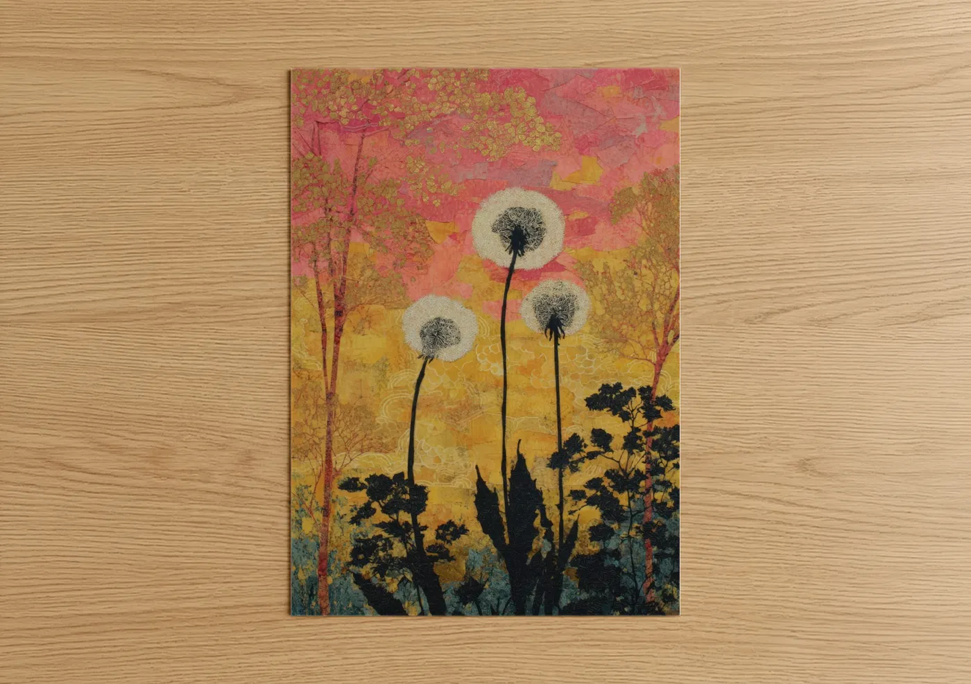 Sunset Dandelions Botanical Artwork Wall Art