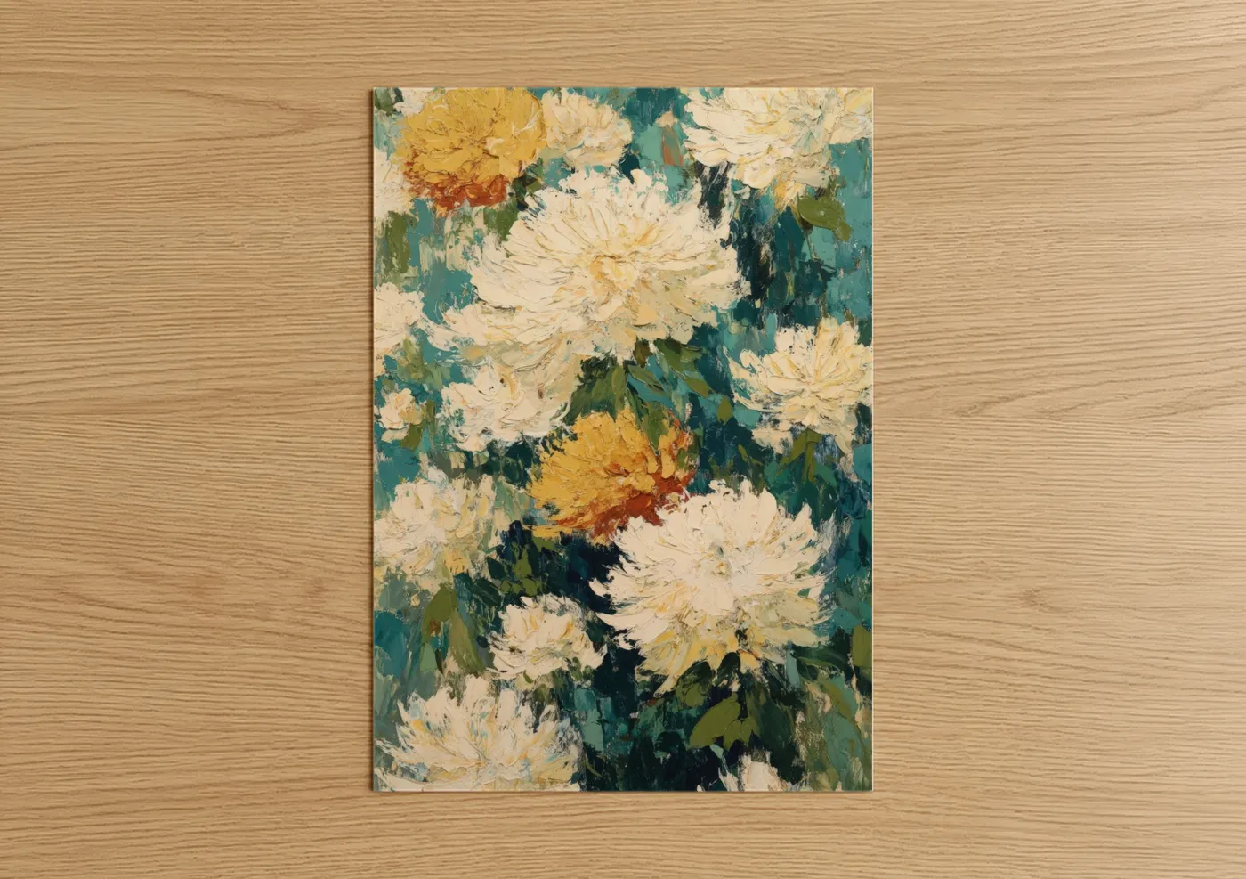 Cream Chrysanthemums Impressionist Floral Wall Art