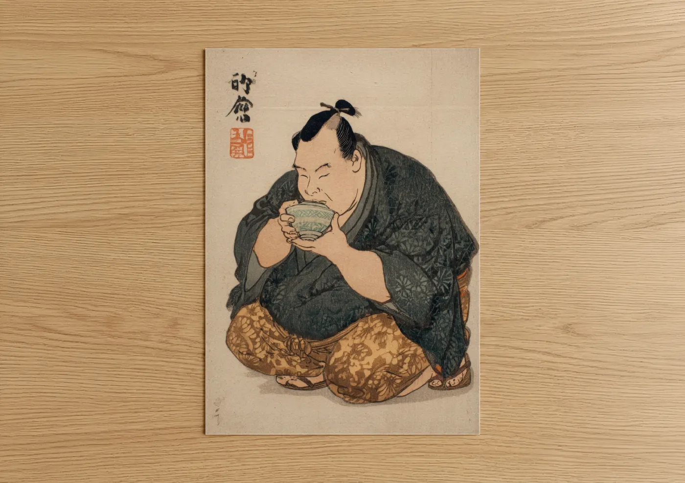 Japanese Tea Drinking Figure Wall Art