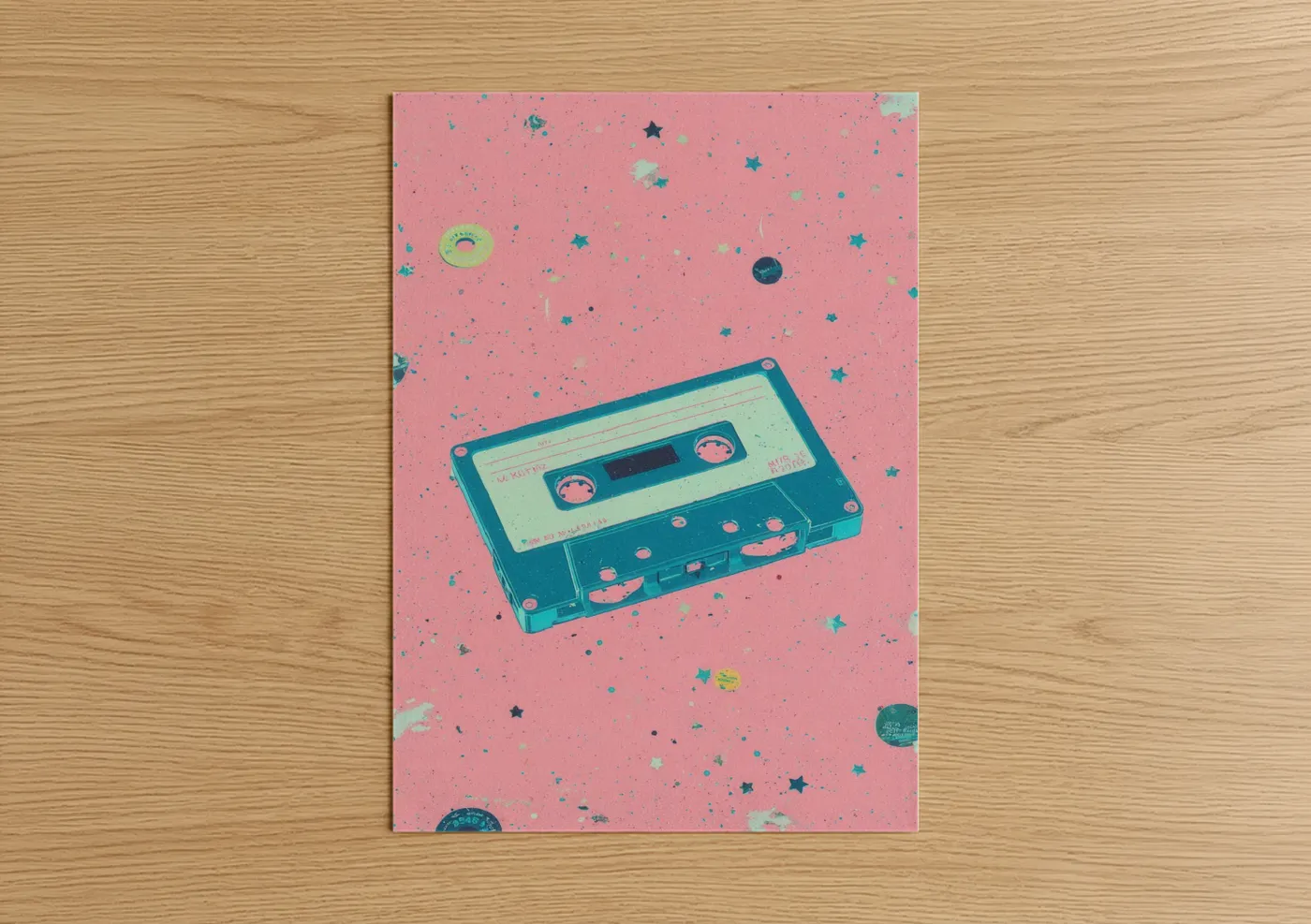 Retro Cassette Tape Y2K Pink Illustration Wall Art