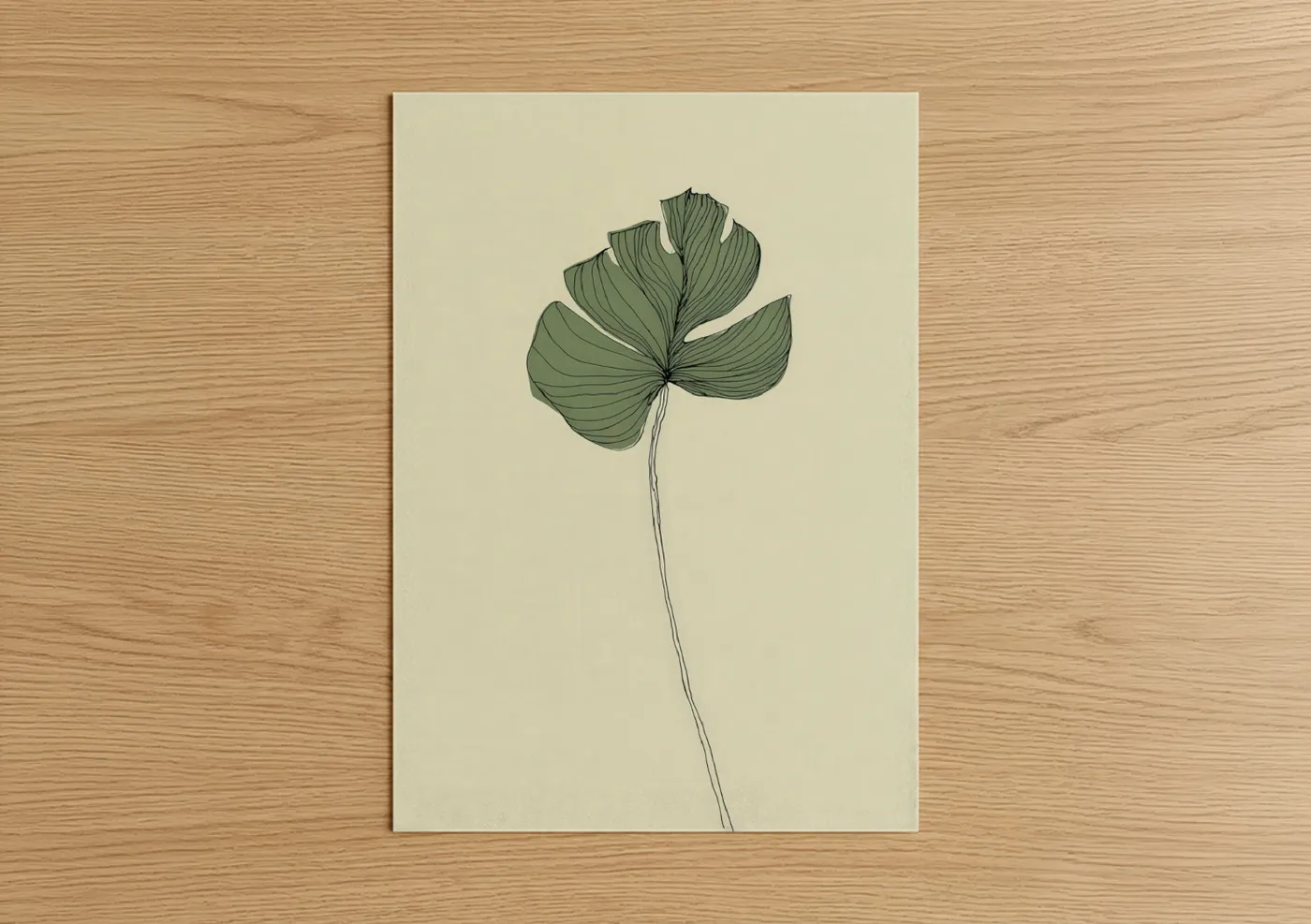 Minimalist Botanical Leaf Line Wall Art