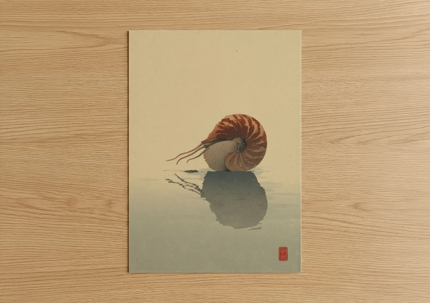 Pearlescent Nautilus Shell Watercolor Wall Art