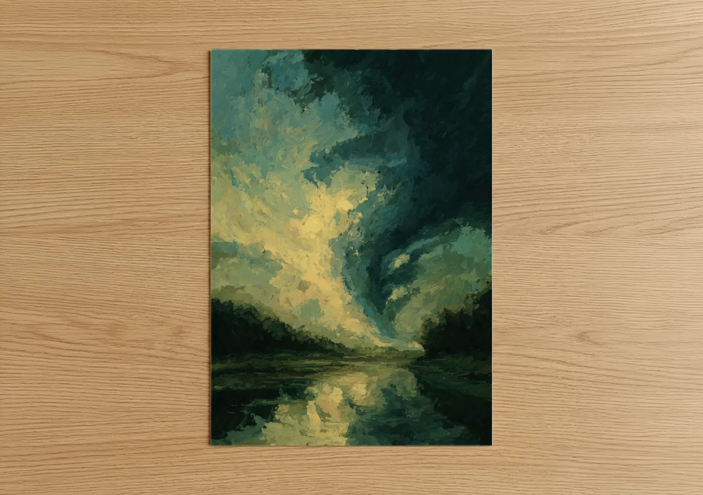 Emerald Tornado Storm Over Water Wall Art
