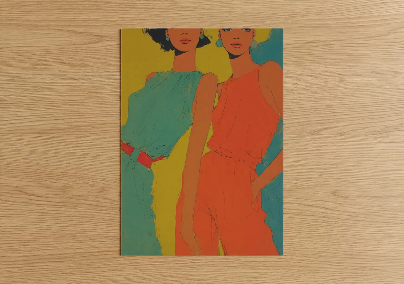 Retro Fashion Duo Vintage Style Portrait Wall Art