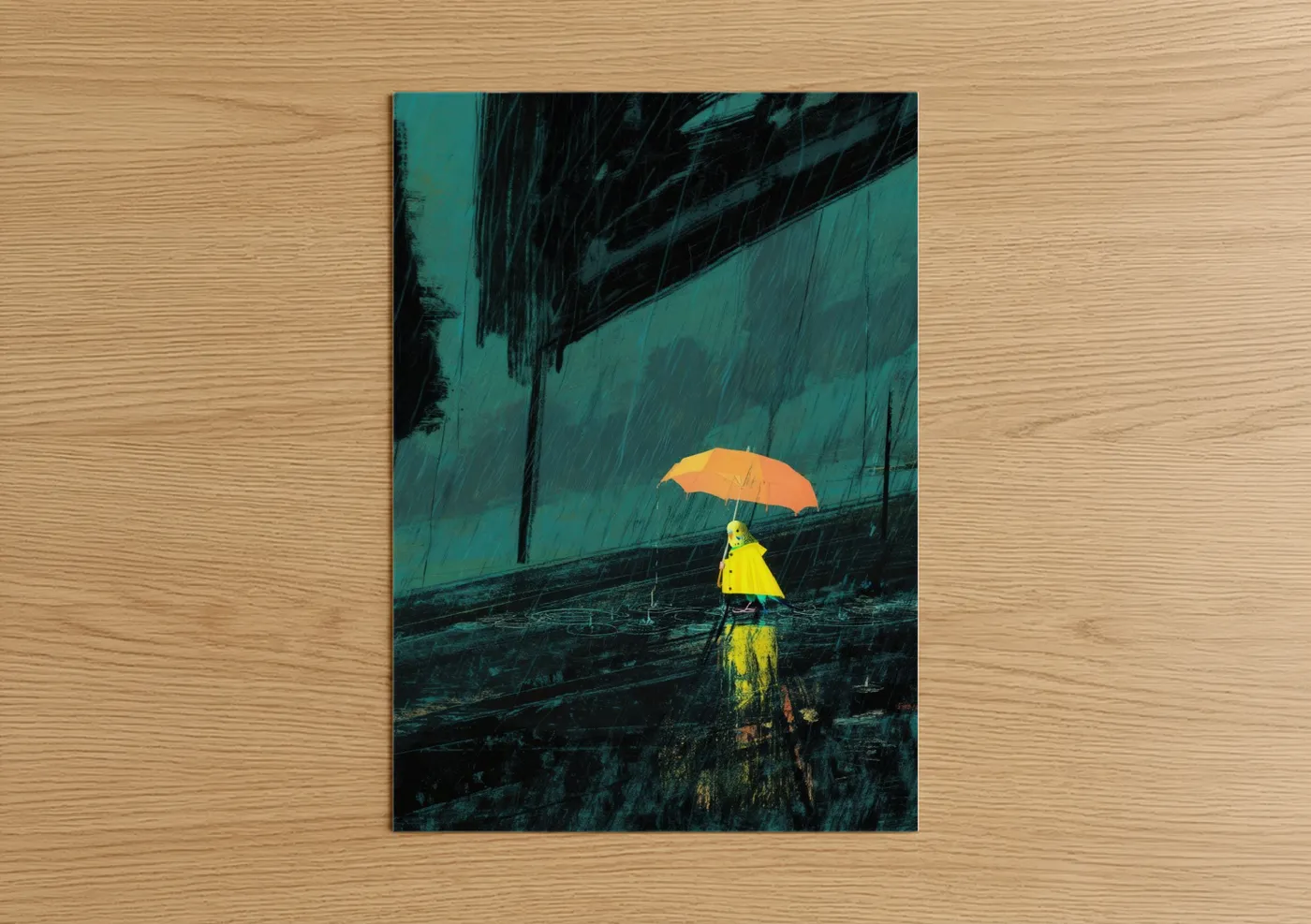 Yellow Budgerigar Rain Umbrella Wall Art