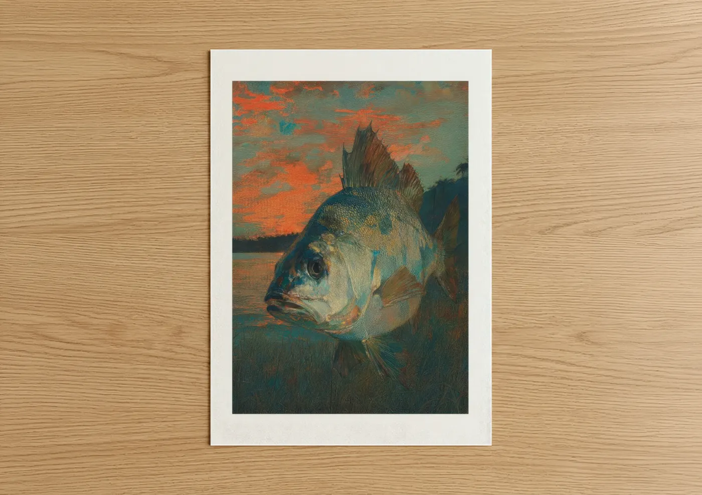 Sunset Dragon Fish Watercolor Wall Art