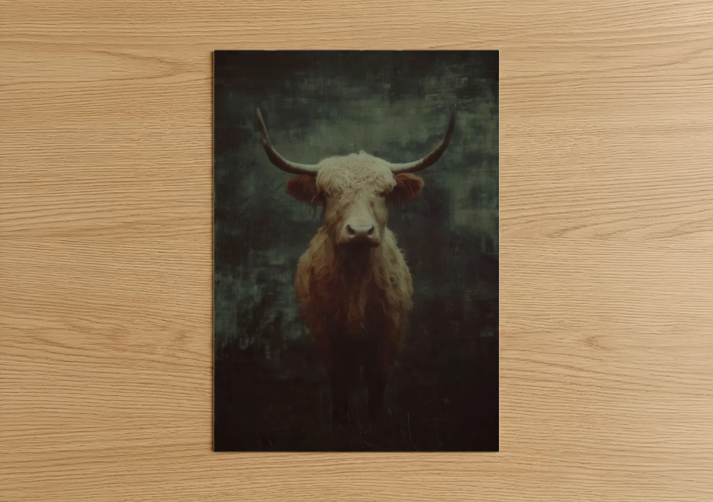Highland Cattle Portrait Moody Wall Art