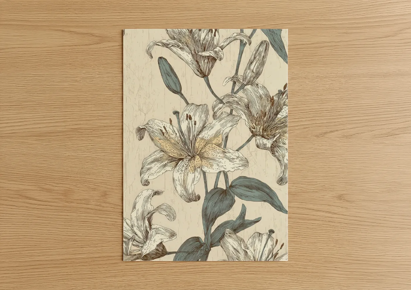Botanical Lily Study Line Drawing Wall Art