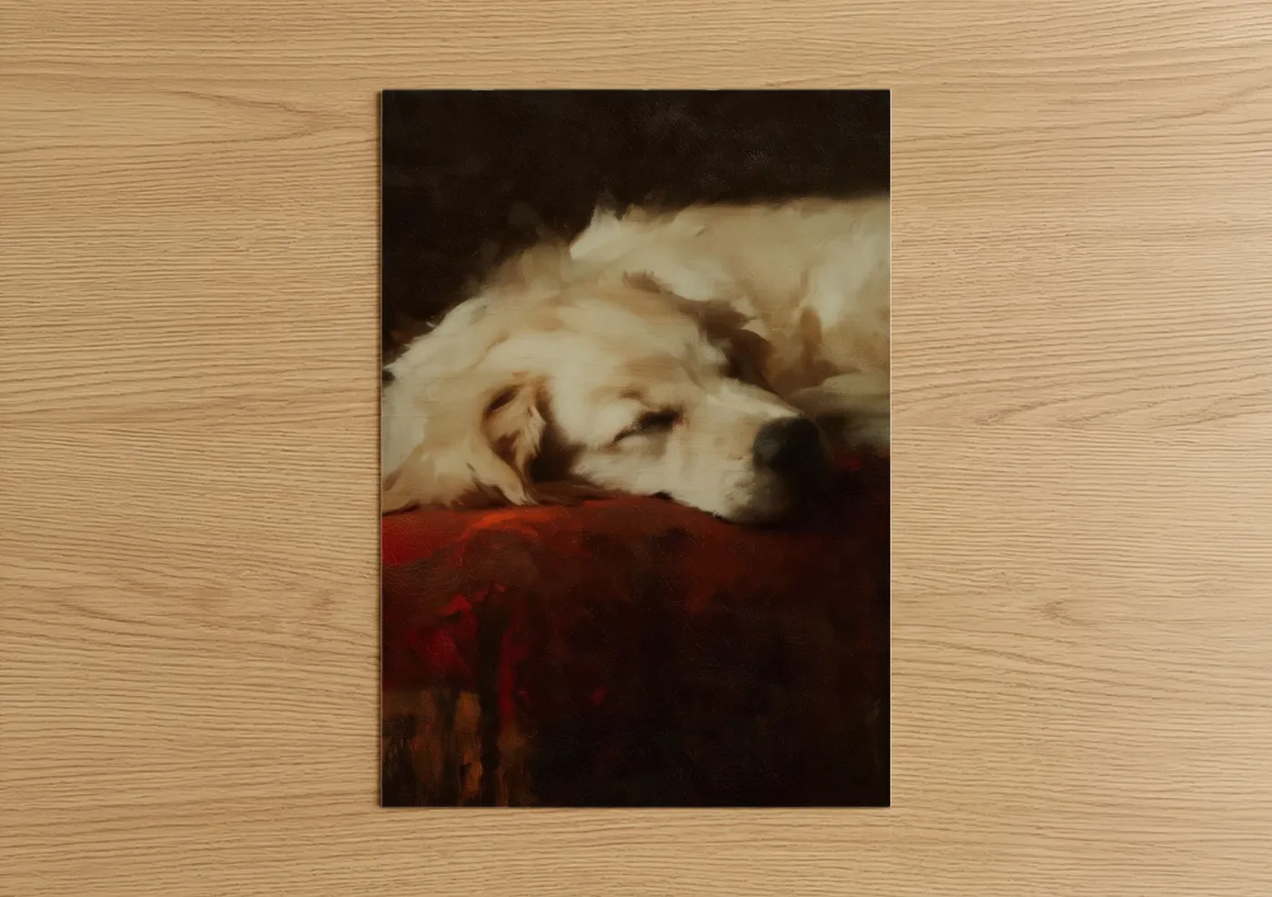Sleeping Golden Retriever Portrait Wall Art