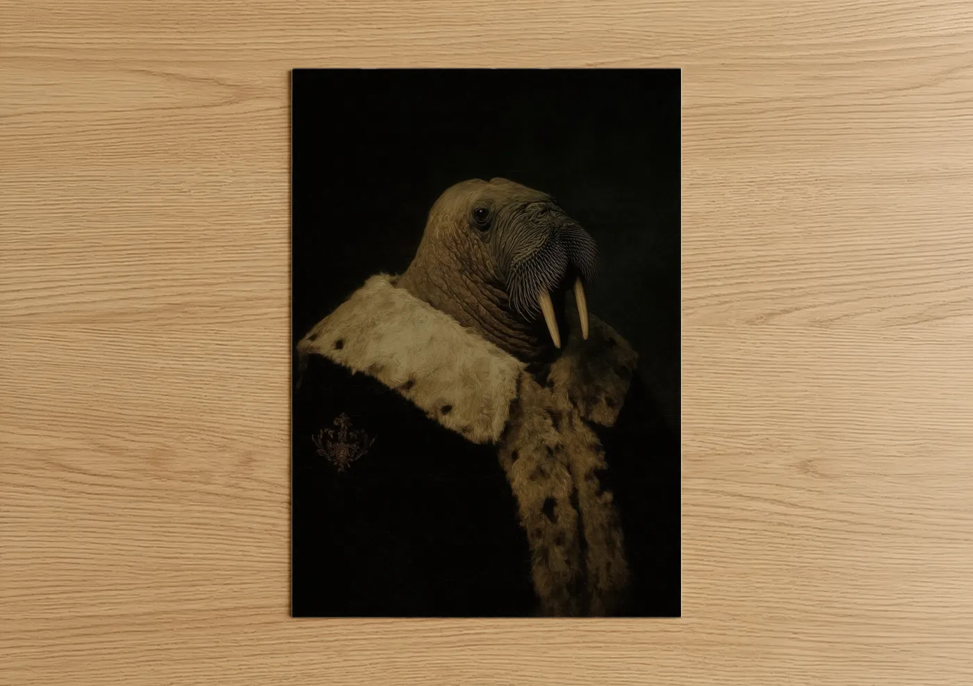 Arctic Walrus Portrait Dark Background Wall Art