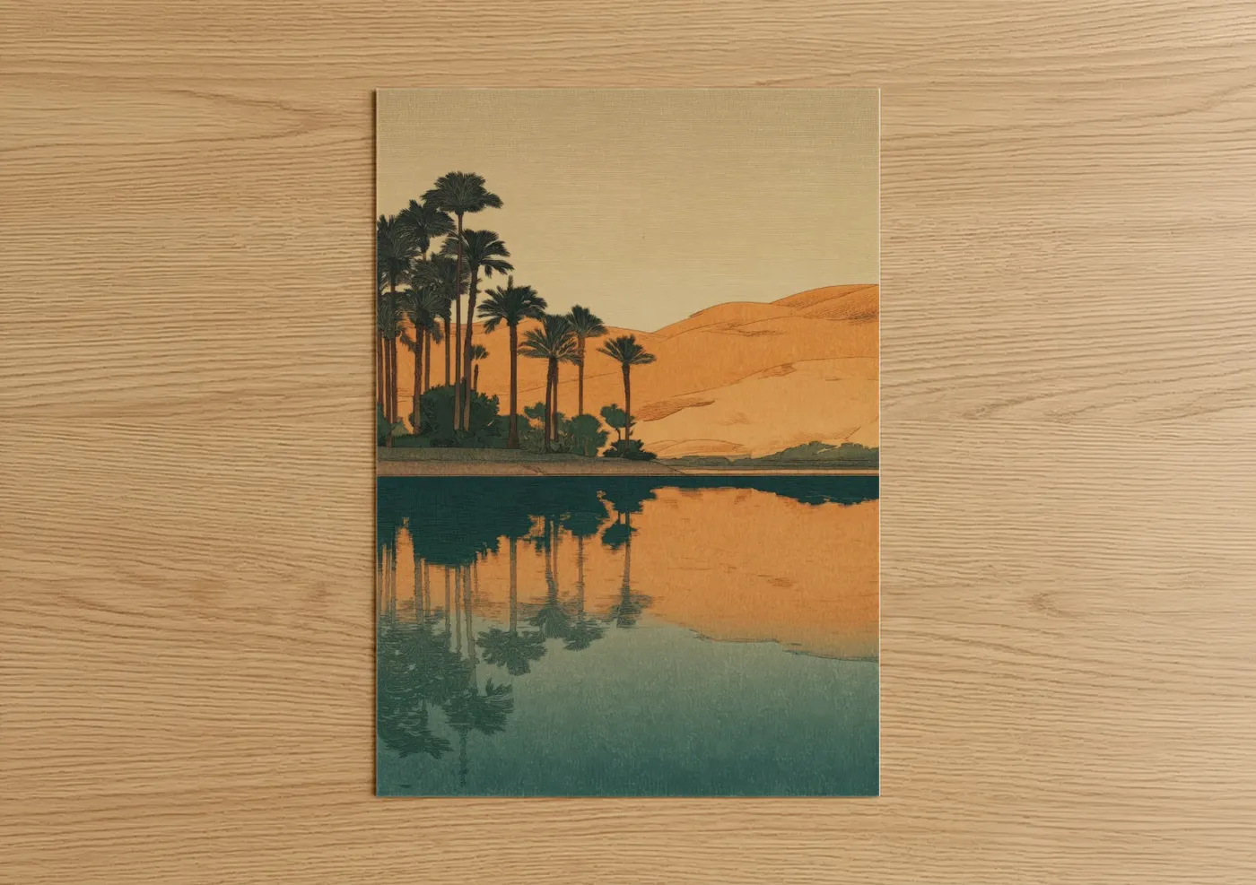 Desert Oasis Palm Trees Reflection Wall Art