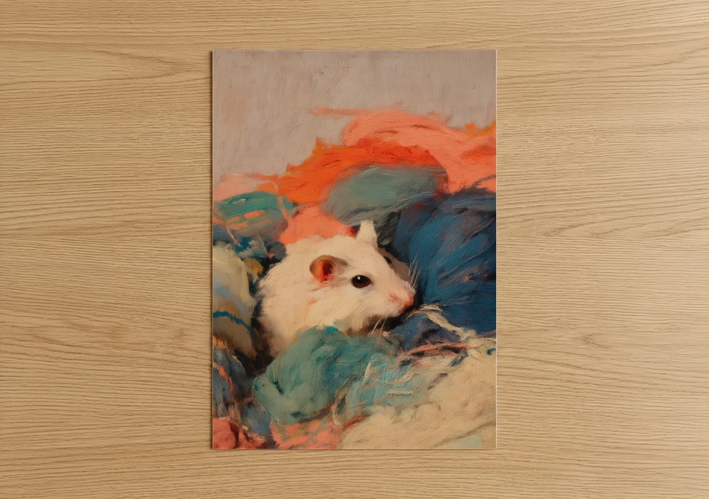 Colorful Gerbil Portrait Oil Painting Wall Art